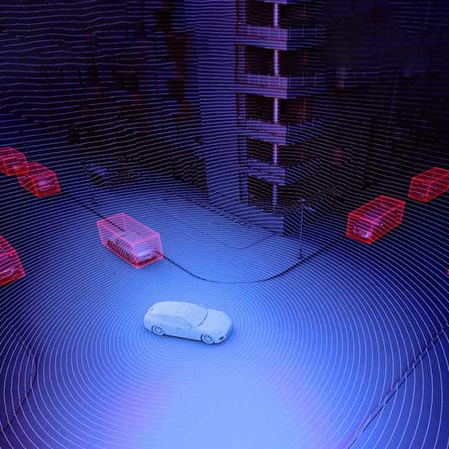 Lidar box labeling for autonomous vehicles to identify objects from 3D images.