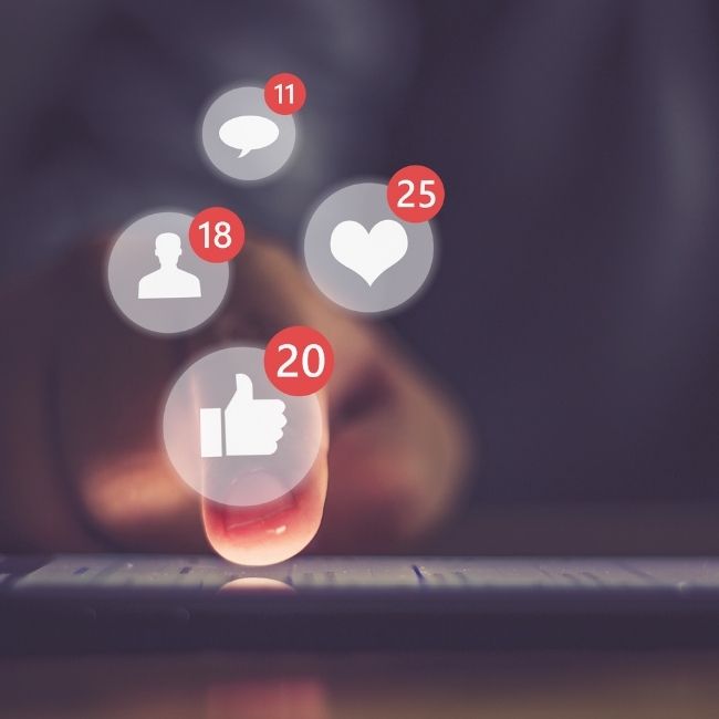 social media like, comment and follow notifications