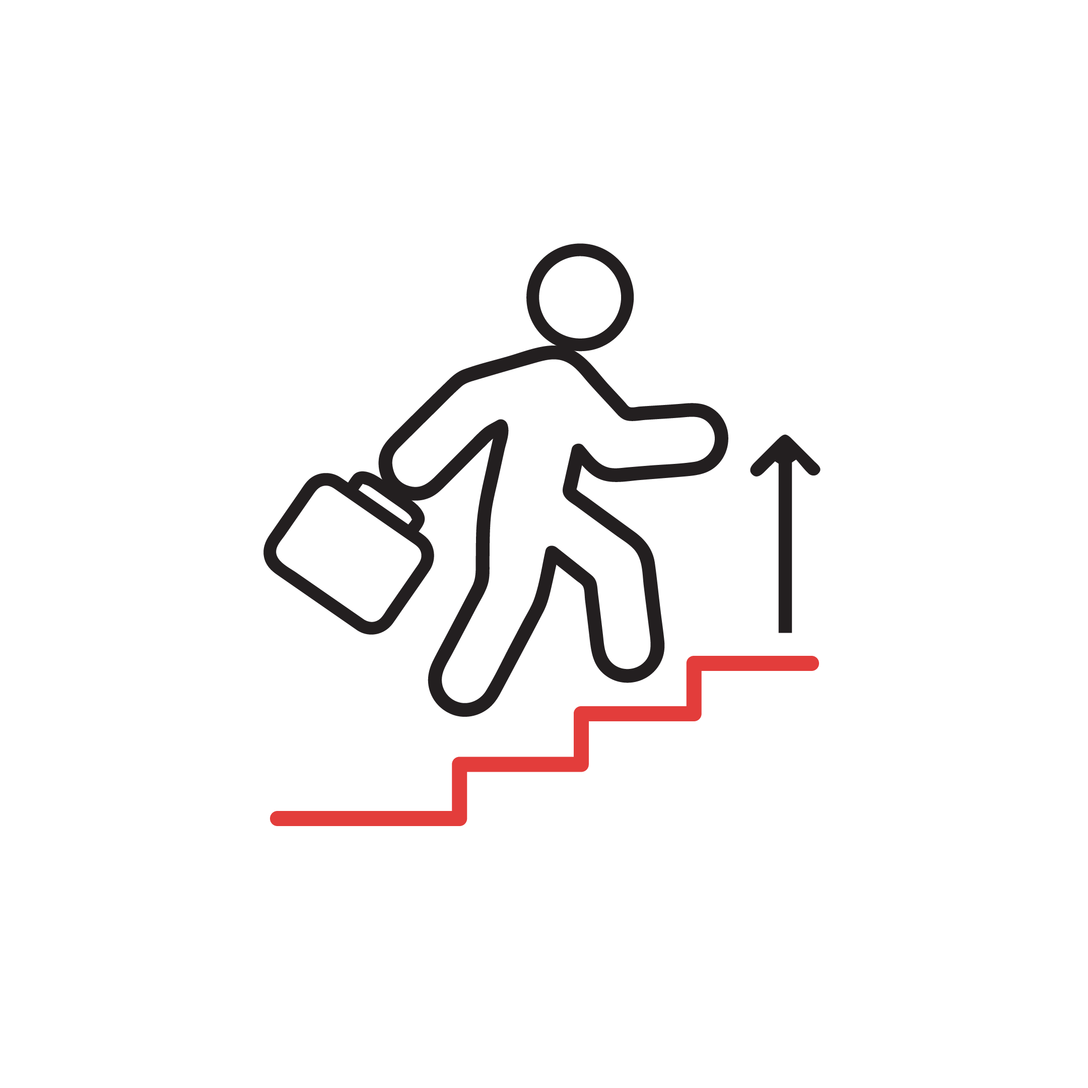 business person walking up the stairs