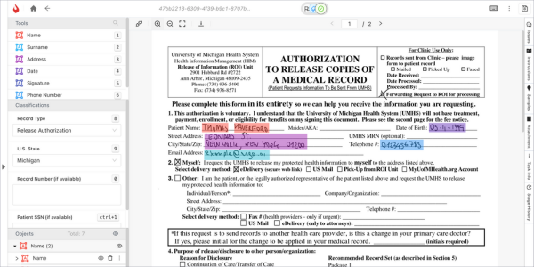 medical record release record form