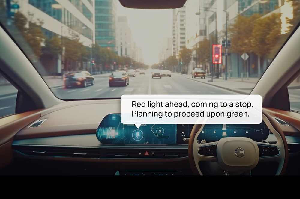 Car dashboard displaying AI-powered driving assistance