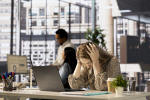 Stressed worker overwhelmed by complex annotation guidelines