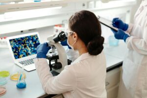 Annotators reviewing and labeling digital pathology slides