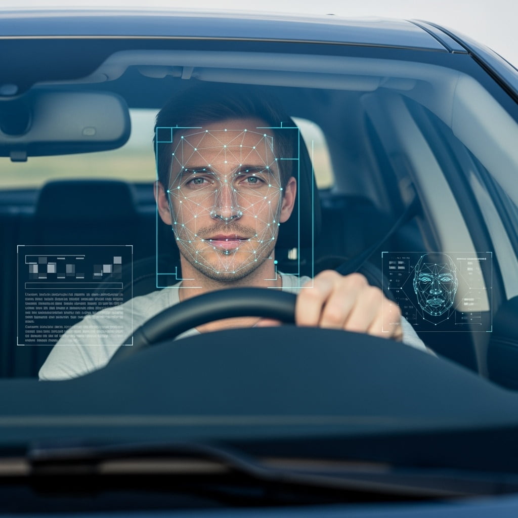 male driver sitting behind the wheel