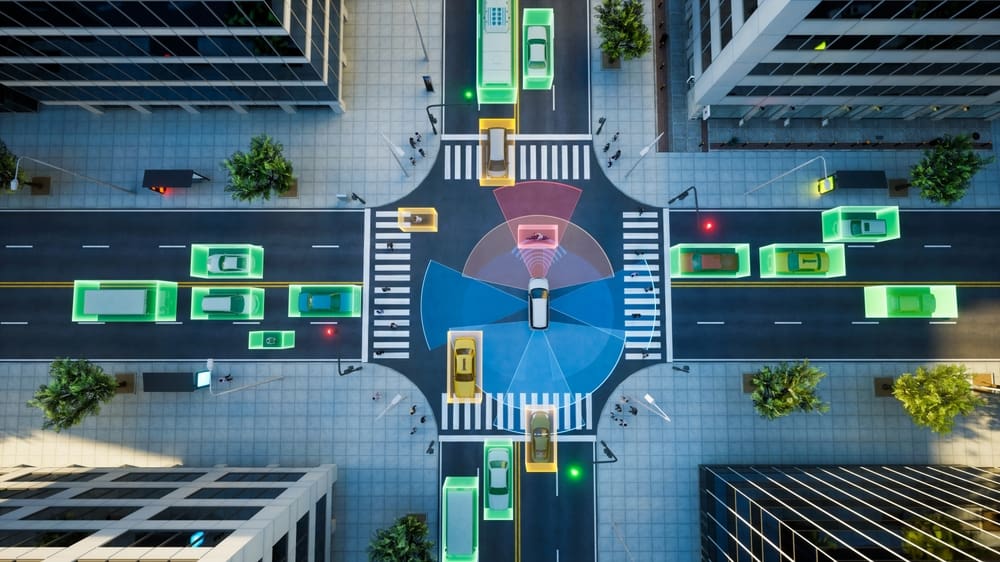 Autonomous car self driving on street