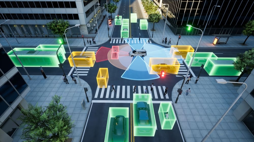 Autonomous car self driving on street