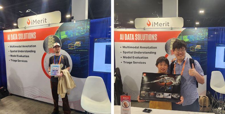 CVPR attendees with their iMerit raffle prizes