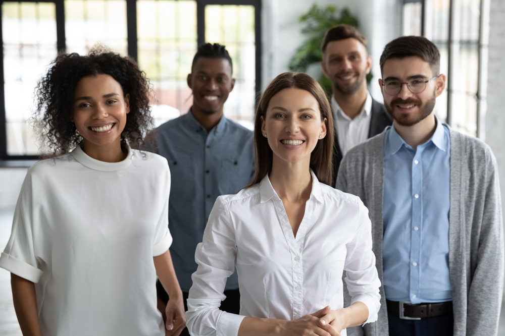 Happy successful coworkers