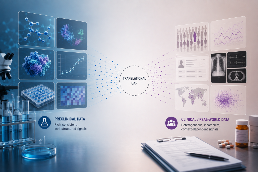 Translational gap between preclinical data and clinical real-world data.