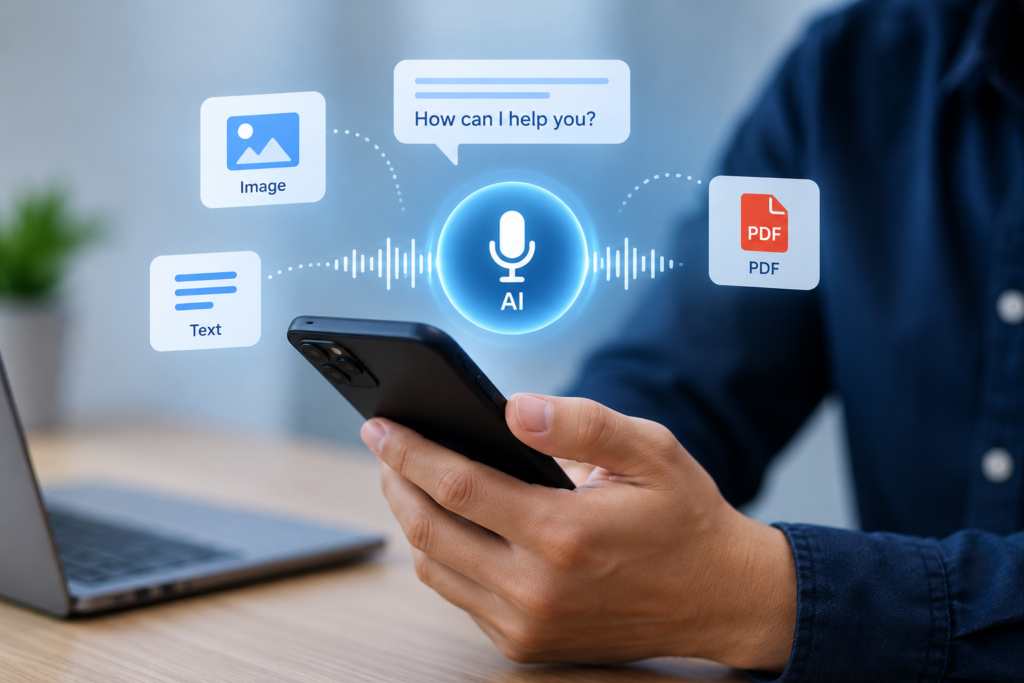 Multimodal voice AI combines speech with visual, text, and document context within a single interaction.
